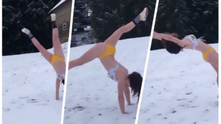 Volteretas en Bikini en la Nieve